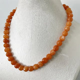 10MM Faceted Orange Ruby Necklace Vintage Natural Stone Jewelry