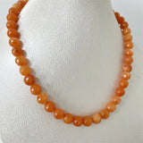 10MM Faceted Orange Ruby Necklace Vintage Natural Stone Jewelry