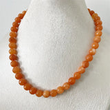 10MM Faceted Orange Ruby Necklace Vintage Natural Stone Jewelry