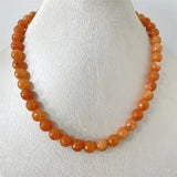 10MM Faceted Orange Ruby Necklace Vintage Natural Stone Jewelry