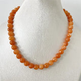 10MM Faceted Orange Ruby Necklace Vintage Natural Stone Jewelry
