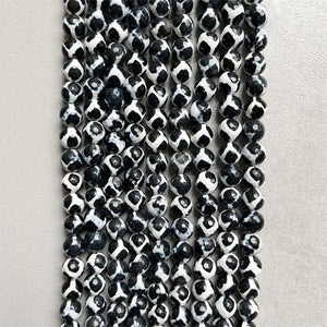 10MM Faceted Undyed Football DZI Agate Gemstone Beads