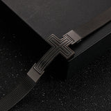 10MM Plated Stainless Steel Men's Bracelet Cross Charm Watchband