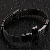 10MM Plated Stainless Steel Men's Bracelet Cross Charm Watchband