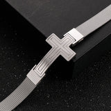 10MM Plated Stainless Steel Men's Bracelet Cross Charm Watchband