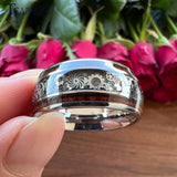 10MM Tungsten Wedding Ring Gear Wheel Wood Inlay Polished Gift
