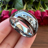 10MM Tungsten Wedding Ring Gear Wheel Wood Inlay Polished Gift