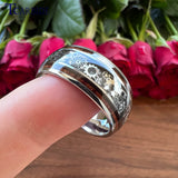 10MM Tungsten Wedding Ring Gear Wheel Wood Inlay Polished Gift