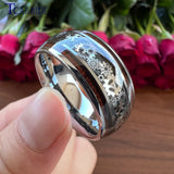 10MM Tungsten Wedding Ring Gear Wheel Wood Inlay Polished Gift