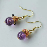 Natural Amethyst Tourmaline Beads Earrings 18k Hook eardrop