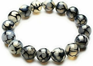 10MM Dragon Veins Agate Gemstone Bangle Bracelet