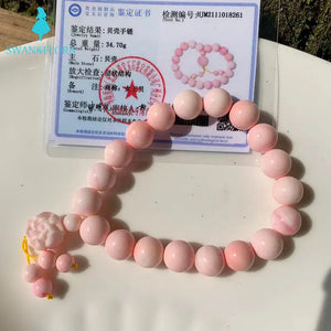 10MM Natural Pink Queen Shell Bracelet for Women
