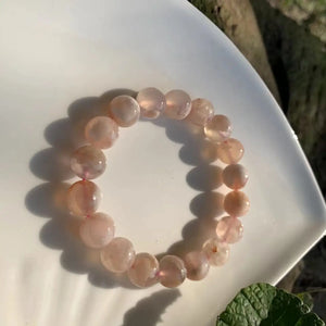10MM Natural Cherry Blossom Agate Bracelet Round Beads Crystal Gemstone Jewelry