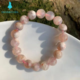 10MM Natural Cherry Blossom Agate Bracelet Round Beads Crystal Gemstone Jewelry