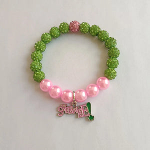 10MM Pink Green Bead Friendship Bracelet