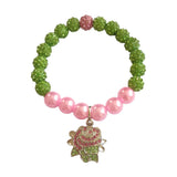 10MM Pink Green Bead Friendship Bracelet