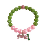10MM Pink Green Bead Friendship Bracelet