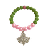 10MM Pink Green Bead Friendship Bracelet