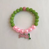 10MM Pink Green Bead Friendship Bracelet