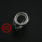 10MM Round Bezel Ring Settings Solid 925 Sterling Silver DIY Adjustable Ring