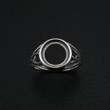 10MM Round Bezel Ring Settings Solid 925 Sterling Silver DIY Adjustable Ring