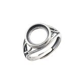 10MM Round Bezel Ring Settings Solid 925 Sterling Silver DIY Adjustable Ring