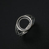 10MM Round Bezel Ring Settings Solid 925 Sterling Silver DIY Adjustable Ring