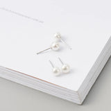 10MM Silver Round Pearl Earring Studs Women Jewelry