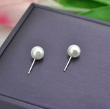 10MM Silver Round Pearl Earring Studs Women Jewelry
