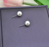 10MM Silver Round Pearl Earring Studs Women Jewelry
