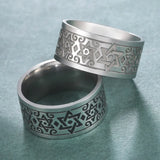 10MM Engraved Star Of David Ring Stainless Steel Wedding Band