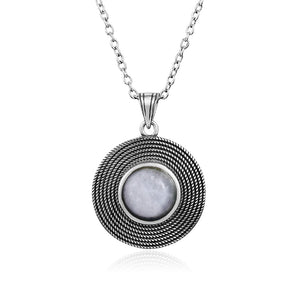 10MM Tiger Eye Rhodochrosite Stone Pendant Necklace 925 Sterling Silver
