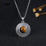 10MM Tiger Eye Rhodochrosite Stone Pendant Necklace 925 Sterling Silver