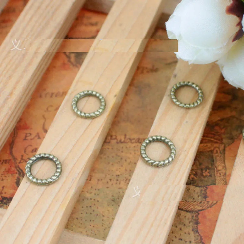 10MM Alloy Charm Tag Pendants Hemp Rope Circle Disc Antique Bronze Necklace