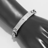Punk Stainless Steel Cross Bible Prayer Wrist Bracelet For Men