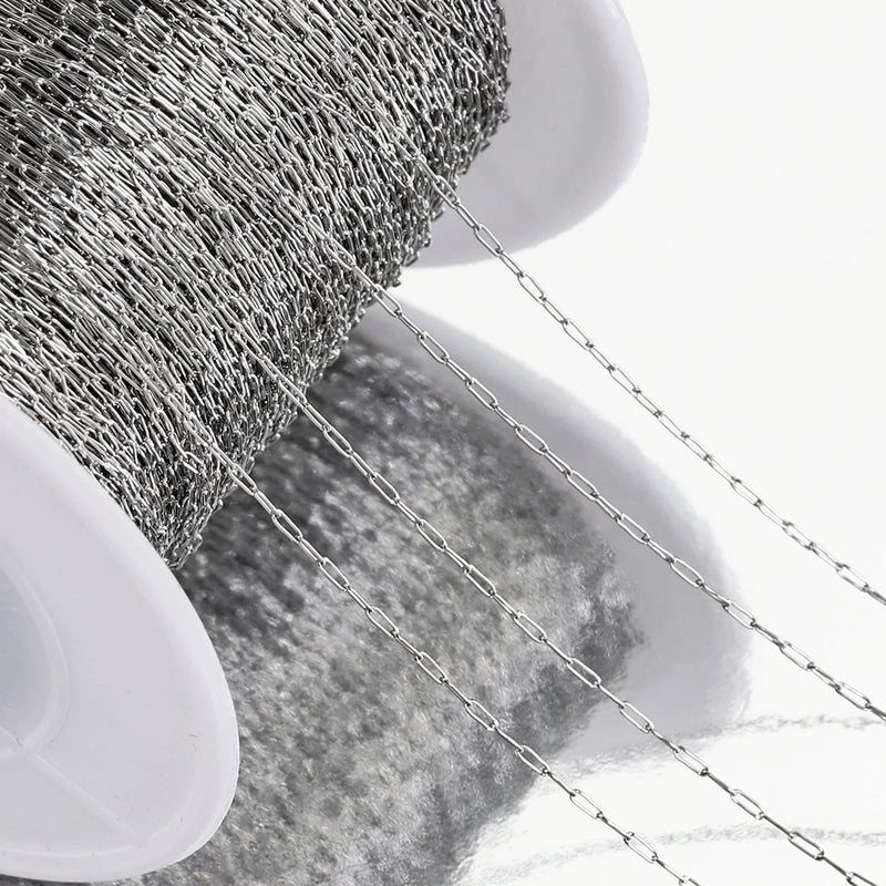 10M 2M Stainless Steel Chain Thin Beading Cable Chains DIY Bracelet Necklace
