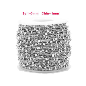 10M Stainless Steel Link Chain Necklace Bulk Cable 1mm Width Chain for DIY