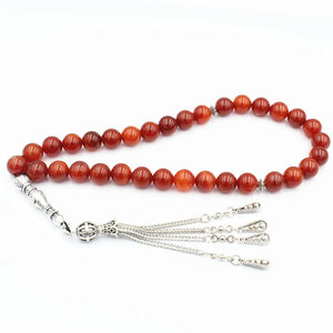 10Mm Natural Agate Round Beads Islamic Rosary Allah Bracelet Pendant
