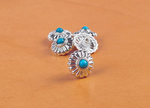 10PC 16MM WESTERN FLORAL TURQUOISE BEADS BLING LEATHERCRAFT CONCHOS