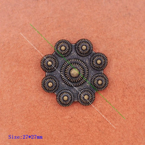 10PC 27mm Vintage Brass Flower Concho Rivetback