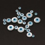10PC Evil Eye Natural Shell Beads Round Mother of Pearl Charms