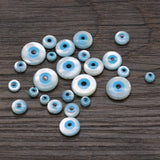 10PC Evil Eye Natural Shell Beads Round Mother of Pearl Charms