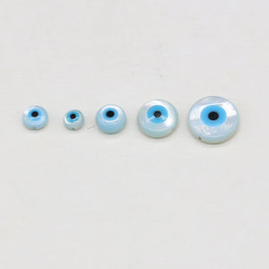 10PC Evil Eye Natural Shell Beads Round Mother of Pearl Charms