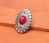 Antique Silver Oval Western Concho Screwback Red Turquoise Leathercraft Belt