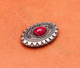 Antique Silver Oval Western Concho Screwback Red Turquoise Leathercraft Belt