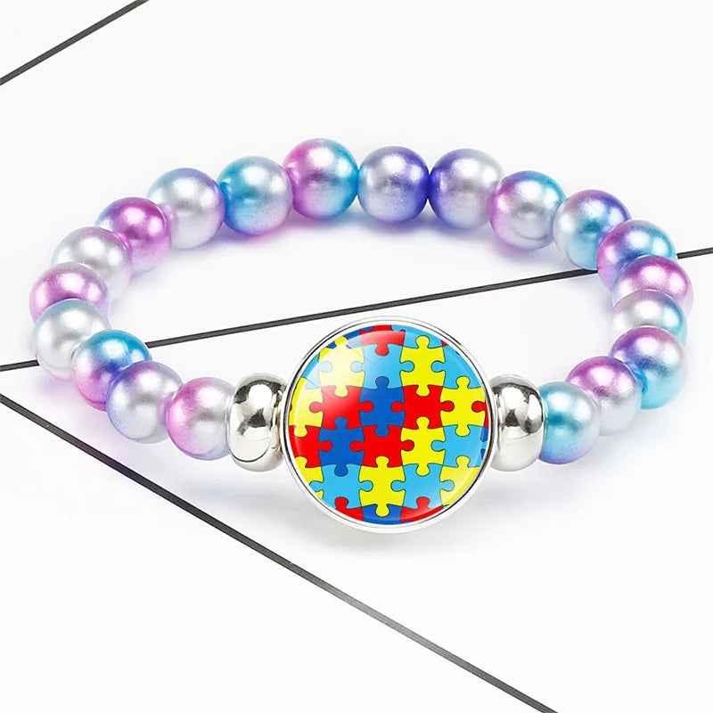 Autism Awareness Ribbon Bracelet Snap Buttons Women Bracelets Jewelry