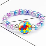 Autism Awareness Ribbon Bracelet Snap Buttons Women Bracelets Jewelry