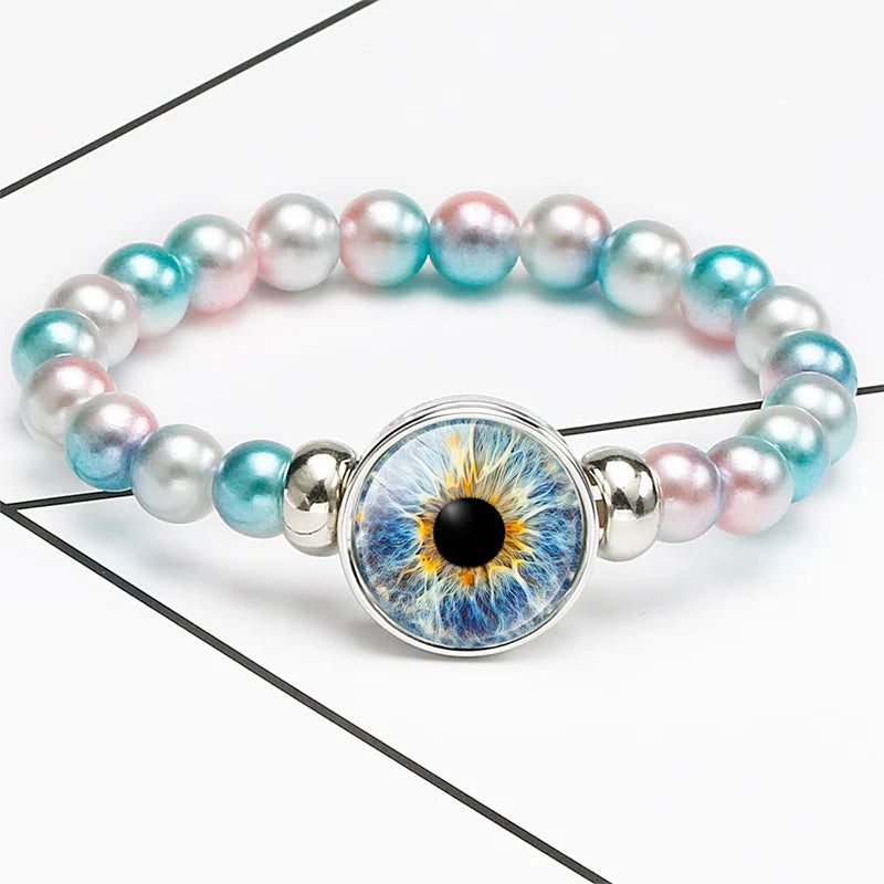 Devil's Eye Charm Beaded Bracelet Snap Holder Charms Jewelry