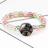 Autism Awareness Ribbon Beaded Bracelet Snap Buttons Jewelry