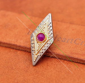 10PC Silver Purple Turquoise Leathercraft Stud Rivet Conchos Screwback